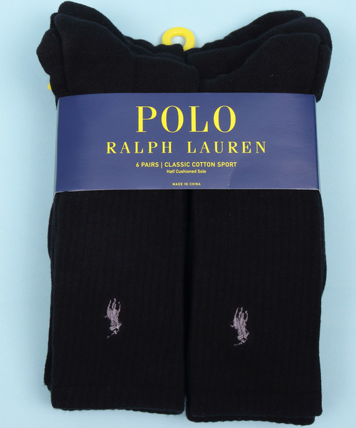 POLO RALPH LAUREN(ポロ ラルフ ローレン)の「POLO RALPH LAUREN 6PACKS CREW SOCKS(ソックス/靴下・メンズ・ホワイト/ブラック・FREE)」の2枚目の写真