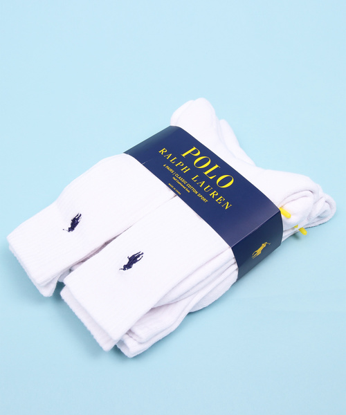 POLO RALPH LAUREN(ポロ ラルフ ローレン)の「POLO RALPH LAUREN 6PACKS CREW SOCKS(ソックス/靴下・メンズ・ホワイト/ブラック・FREE)」の3枚目の写真