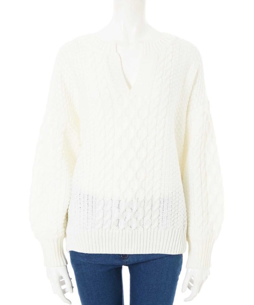 fifth(フィフス)の「フロントカットケーブルニットプルオーバー(ニット/セーター・レディース・ホワイト・MEDIUM)」の9枚目の写真