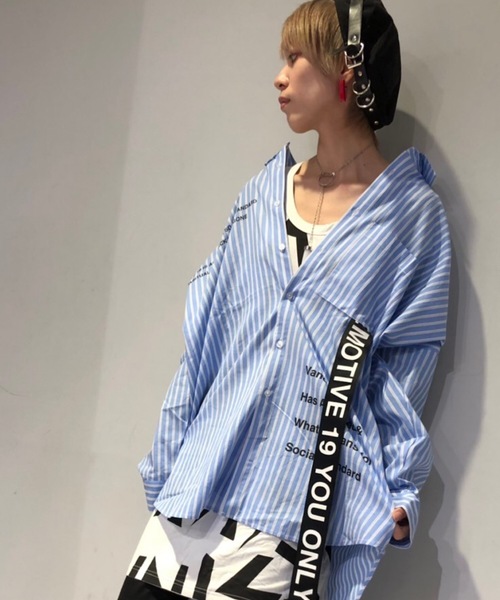 rovtski(ロフトスキー)の「【ビッグシルエット】BACKZIP SHIRT/ビッグシルエット バックジップシャツ(シャツ/ブラウス・レディース・ホワイト/ブラック/サックスブルー/ダークグリーン・FREE)」の4枚目の写真