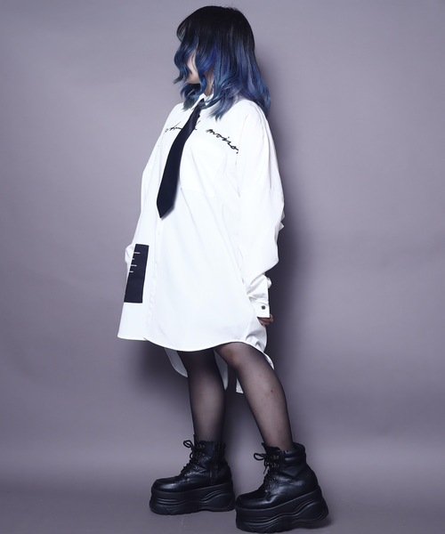 rovtski(ロフトスキー)の「【ビッグシルエット】BACKZIP SHIRT/ビッグシルエット バックジップシャツ(シャツ/ブラウス・レディース・ホワイト/ブラック/サックスブルー/ダークグリーン・FREE)」の6枚目の写真
