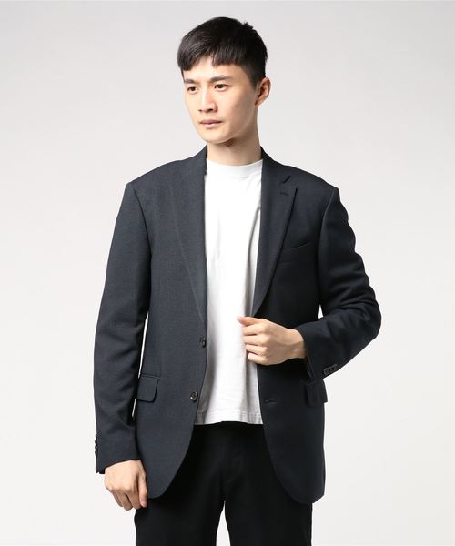 TAKA-Q(タカキュー)の「タカキューメンズ/TAKA-Q:MENトラベスト/TRABEST ネイビーチェック釦ジャケット(テーラードジャケット)」|ネイビー