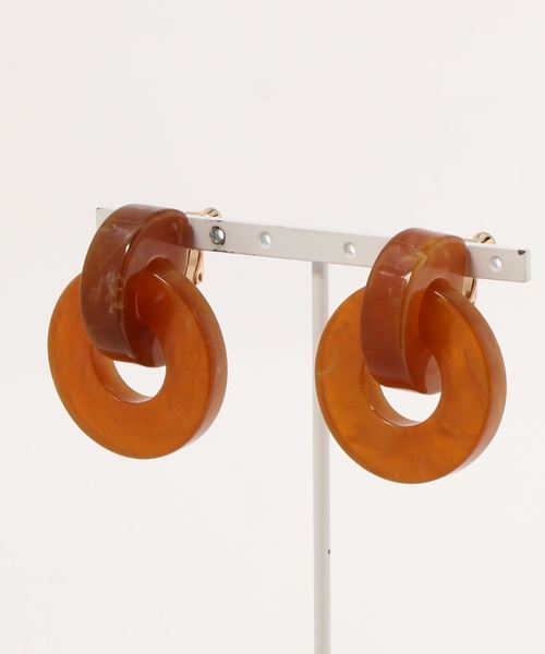 SLOBE IENA（スローブイエナ）の「SLOBE アクリルリングイヤリング◆（イヤリング・レディース・ブラック/ベージュ/オレンジ・FREE）」の7枚目の写真