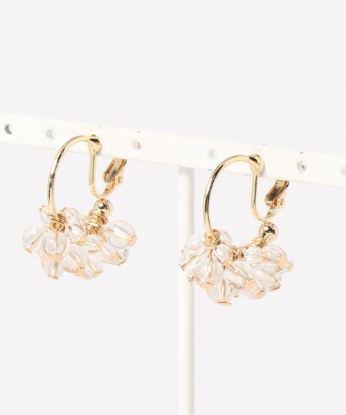 カヤ（カヤ）の「【カヤ】木の実クリアビーズイヤリング（イヤリング・レディース・ベージュ/パープル/レッド/ブルー/クリア・FREE）」の2枚目の写真