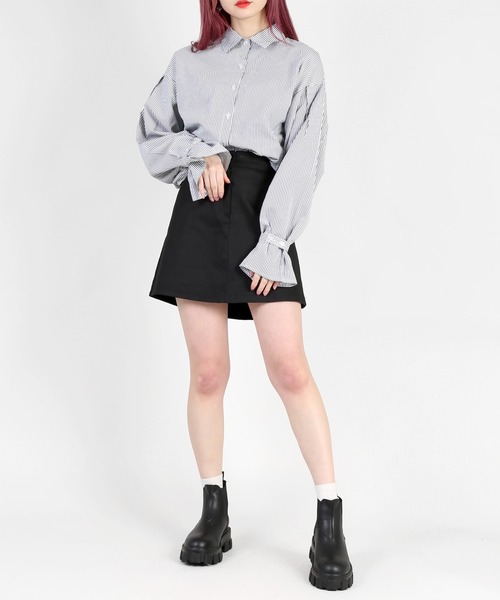 DING（ディング）の「DING/バルーン袖ストライプシャツ（シャツ/ブラウス・レディース・ブラック/ブルー・FREE）」の11枚目の写真