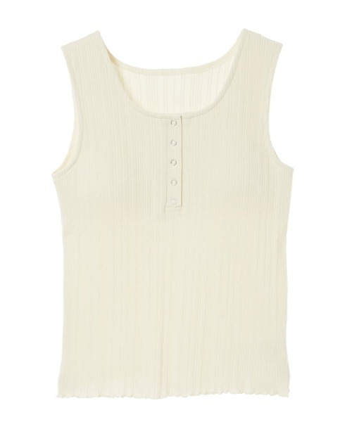 fifth（フィフス）の「ヘンリーネックカップ付きリブタンクトップ（キャミソール・レディース・ベージュ/アイボリー・MEDIUM）」の7枚目の写真
