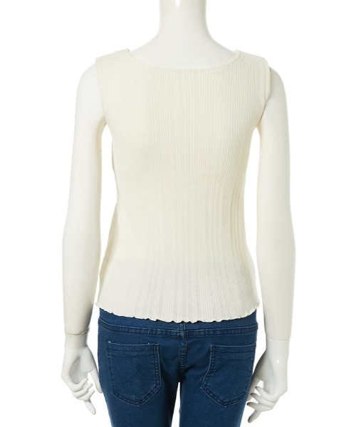 fifth（フィフス）の「ヘンリーネックカップ付きリブタンクトップ（キャミソール・レディース・ベージュ/アイボリー・MEDIUM）」の13枚目の写真