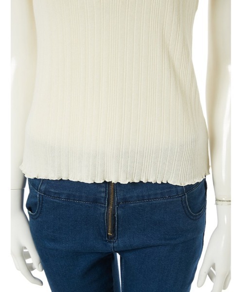 fifth（フィフス）の「ヘンリーネックカップ付きリブタンクトップ（キャミソール・レディース・ベージュ/アイボリー・MEDIUM）」の9枚目の写真