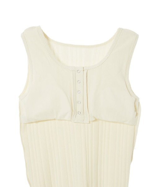 fifth（フィフス）の「ヘンリーネックカップ付きリブタンクトップ（キャミソール・レディース・ベージュ/アイボリー・MEDIUM）」の3枚目の写真