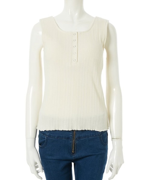 fifth（フィフス）の「ヘンリーネックカップ付きリブタンクトップ（キャミソール・レディース・ベージュ/アイボリー・MEDIUM）」の8枚目の写真