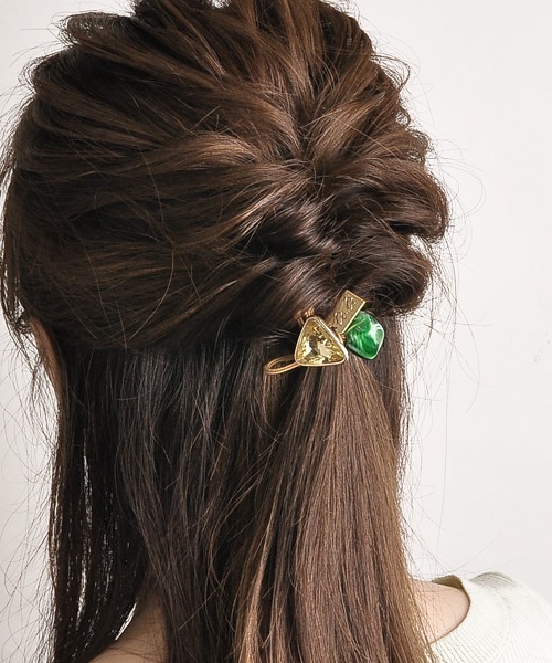 VIBGYOR Women（ヴィブジョー　ウィメン）の「【float】カラーストーン チャーム ヘアゴム（ヘアゴム・レディース・ブラック/ブラウン/グリーン/レッド/レッドパープル/グリーン系1・FREE）」の3枚目の写真