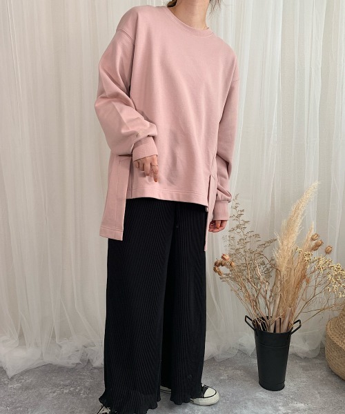 slowmelly（スローメリー）の「【WEARISTA てら】サイドスリット裏毛プルオーバー（スウェット・レディース・ベージュ/ブラウン/ピンク/モスグリーン・FREE）」の15枚目の写真