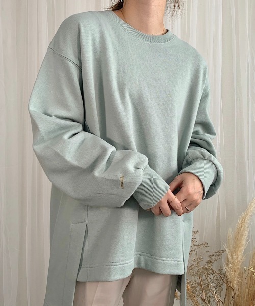 slowmelly（スローメリー）の「【WEARISTA てら】サイドスリット裏毛プルオーバー（スウェット・レディース・ベージュ/ブラウン/ピンク/モスグリーン・FREE）」の14枚目の写真
