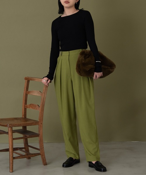 Aunt Marie's（アントマリーズ）の「ロングスリーブリブニット（ニット/セーター・レディース・アイボリー/ライトパープル/ブラック/グリーン・FREE）」の11枚目の写真