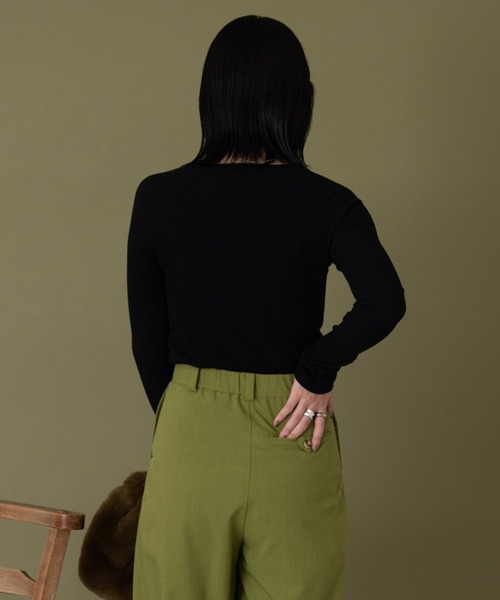 Aunt Marie's（アントマリーズ）の「ロングスリーブリブニット（ニット/セーター・レディース・アイボリー/ライトパープル/ブラック/グリーン・FREE）」の10枚目の写真