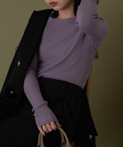 Aunt Marie's（アントマリーズ）の「ロングスリーブリブニット（ニット/セーター・レディース・アイボリー/ライトパープル/ブラック/グリーン・FREE）」の19枚目の写真