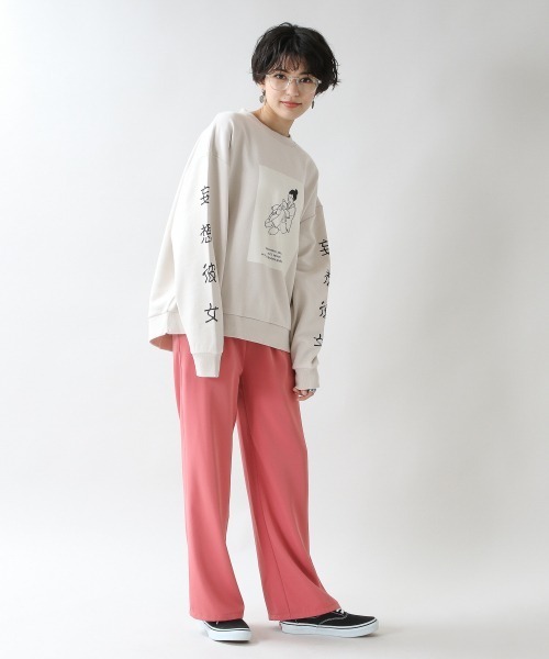 RAGEBLUE（レイジブルー）の「【OYUMI】コラボ裏毛スウェットクルー/930023（スウェット・レディース・オフホワイト/ライトベージュ/ライトブルー/パープル・FREE）」の7枚目の写真