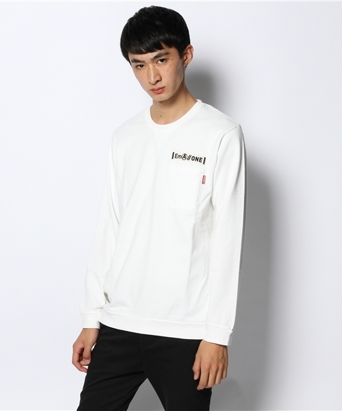 WHO'S WHO gallery(フーズフーギャラリー)の「【Em@//ONE】ポケットL/S(Tシャツ/カットソー・メンズ・オフホワイト/ネイビー・MEDIUM/LARGE)」の1枚目の写真