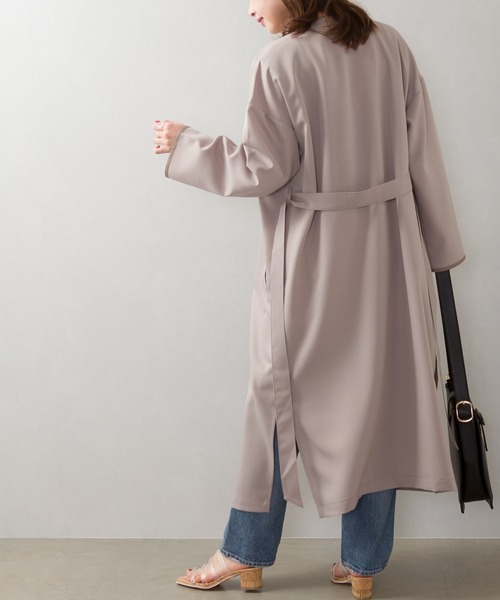 SpRay(スプレイ)の「パイピングノーカラーコート(ノーカラーコート・レディース・ブラック/ベージュ/モカ/グレイッシュベージュ・FREE)」の19枚目の写真