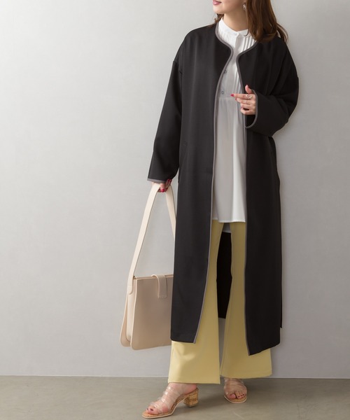 SpRay(スプレイ)の「パイピングノーカラーコート(ノーカラーコート・レディース・ブラック/ベージュ/モカ/グレイッシュベージュ・FREE)」の13枚目の写真