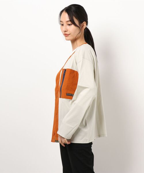 CUBE SUGAR（キューブシュガー）の「シルケット天竺UVカット加工ポケッタブルカーディガン（カーディガン/ボレロ・レディース・パープル/カーキ/オレンジ/マルチ/ナチュラル・M）」の21枚目の写真