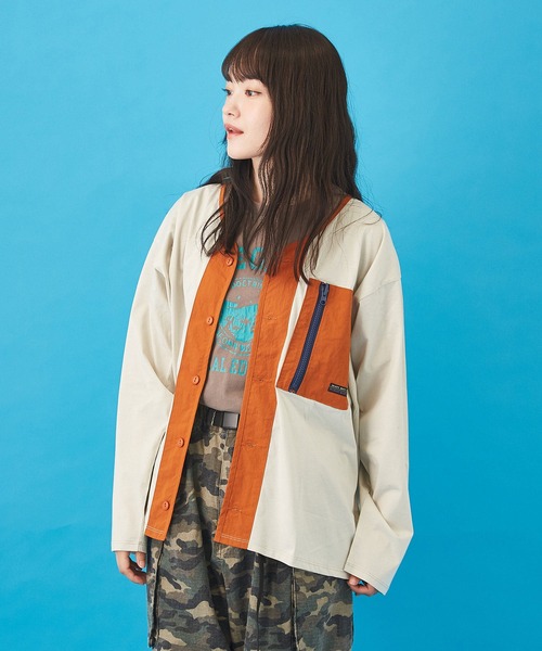 CUBE SUGAR（キューブシュガー）の「シルケット天竺UVカット加工ポケッタブルカーディガン（カーディガン/ボレロ・レディース・パープル/カーキ/オレンジ/マルチ/ナチュラル・M）」の2枚目の写真