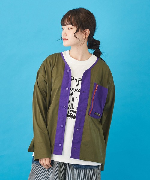 CUBE SUGAR（キューブシュガー）の「シルケット天竺UVカット加工ポケッタブルカーディガン（カーディガン/ボレロ・レディース・パープル/カーキ/オレンジ/マルチ/ナチュラル・M）」の3枚目の写真