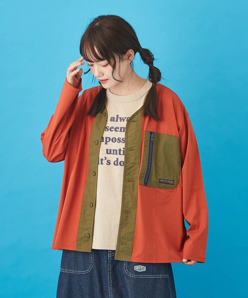 CUBE SUGAR（キューブシュガー）の「シルケット天竺UVカット加工ポケッタブルカーディガン（カーディガン/ボレロ・レディース・パープル/カーキ/オレンジ/マルチ/ナチュラル・M）」の4枚目の写真