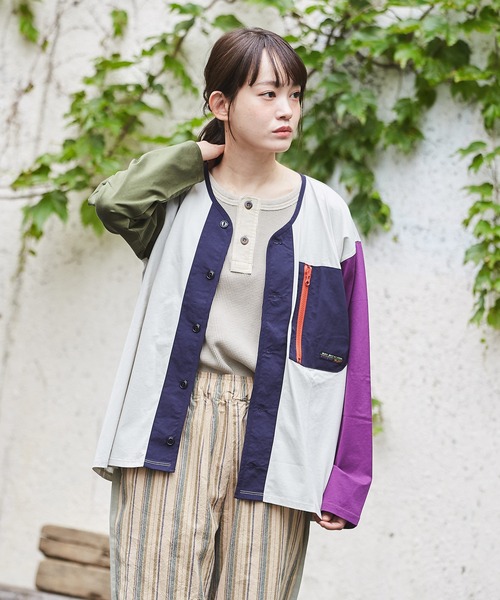 CUBE SUGAR（キューブシュガー）の「シルケット天竺UVカット加工ポケッタブルカーディガン（カーディガン/ボレロ・レディース・パープル/カーキ/オレンジ/マルチ/ナチュラル・M）」の5枚目の写真