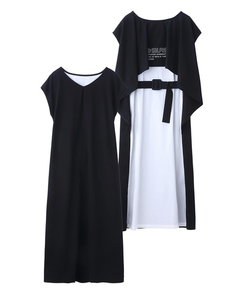 SILAS（サイラス）の「BACK LAYERED DRESS（ワンピース・レディース・ブラック/ベージュ・ONE SIZE）」の8枚目の写真