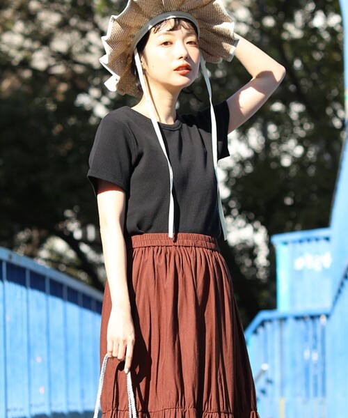 FREAK'S STORE（フリークスストア）の「ワッフルミニTシャツ（Tシャツ/カットソー・レディース・グリーン/レンガ/ホワイト/その他/ブラック・ﾌﾘ-）」の9枚目の写真