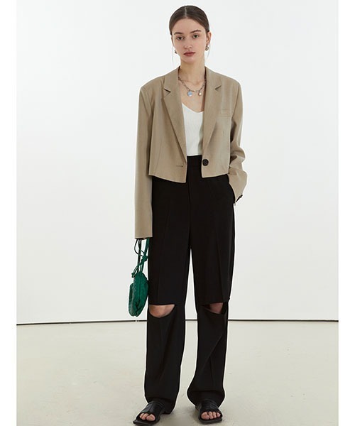 Fano Studios（ファノ ストゥディオズ）の「【Fano Studios】Cutting damaged high waist slacks FC21K029（スラックス・レディース・ブラック・L/S/M）」の4枚目の写真