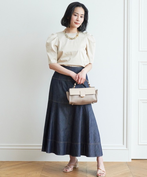 ANAYI アナイ　コットンサテンマトンスリーブブラウス　グリーン　綿 ANAYI（アナイ）の「コットンサテンマトンスリーブ ブラウス