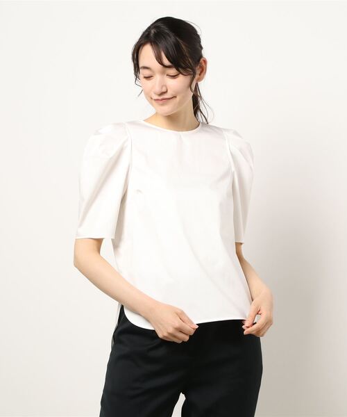 ANAYI アナイ　コットンサテンマトンスリーブブラウス　グリーン　綿 ANAYI（アナイ）の「コットンサテンマトンスリーブ ブラウス