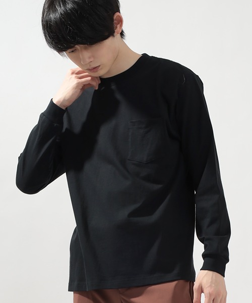 HANES(ヘインズ)の「【Hanes/ヘインズ】 BEEFY-T ポケットロングTシャツ クルーネック Tシャツ ユニセックス/無地(Tシャツ/カットソー・メンズ・ホワイト/ブラック・M/XL/L)」の9枚目の写真