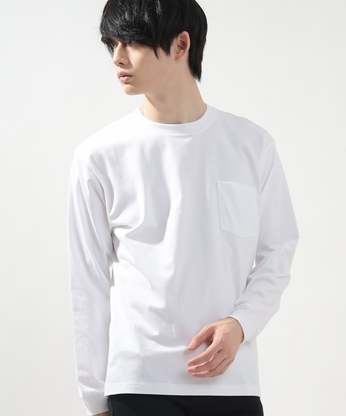 HANES(ヘインズ)の「【Hanes/ヘインズ】 BEEFY-T ポケットロングTシャツ クルーネック Tシャツ ユニセックス/無地(Tシャツ/カットソー・メンズ・ホワイト/ブラック・M/XL/L)」の11枚目の写真