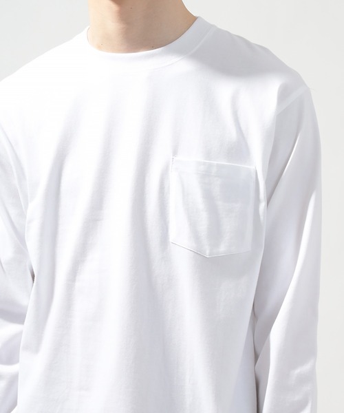 HANES(ヘインズ)の「【Hanes/ヘインズ】 BEEFY-T ポケットロングTシャツ クルーネック Tシャツ ユニセックス/無地(Tシャツ/カットソー・メンズ・ホワイト/ブラック・M/XL/L)」の7枚目の写真