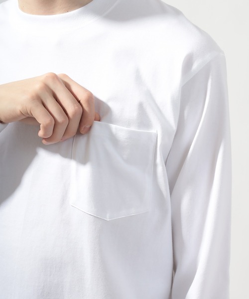 HANES(ヘインズ)の「【Hanes/ヘインズ】 BEEFY-T ポケットロングTシャツ クルーネック Tシャツ ユニセックス/無地(Tシャツ/カットソー・メンズ・ホワイト/ブラック・M/XL/L)」の6枚目の写真