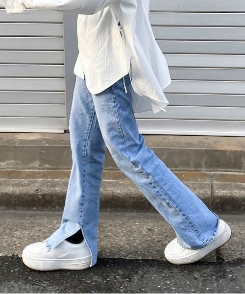 SONA（ソナ）の「SONYUNARA スリットストレートデニムパンツ（デニムパンツ・レディース・ブルー・SMALL/MEDIUM）」の10枚目の写真