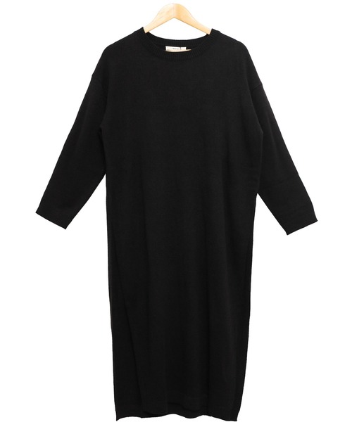 mili an deni（ミリアンデニ）の「クルーネックサイドスリットニットロングワンピース（ワンピース・レディース・ライトグレー/アイボリー/ベージュ/ブラック/ブルー/チャコールグレー/グリーン/パープル/ネイビー・L/M）」の13枚目の写真