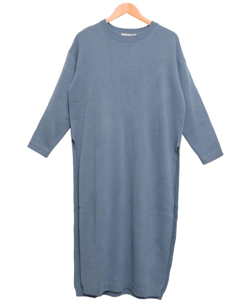 mili an deni（ミリアンデニ）の「クルーネックサイドスリットニットロングワンピース（ワンピース・レディース・ライトグレー/アイボリー/ベージュ/ブラック/ブルー/チャコールグレー/グリーン/パープル/ネイビー・L/M）」の17枚目の写真