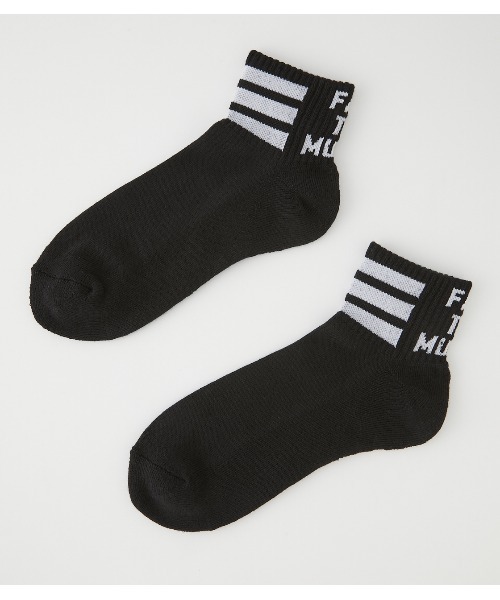 AZUL by moussy(アズールバイマウジー)の「MESSAGE & LINE CREW SOCKS/メッセージアンドラインクルーソックス(ソックス/靴下・メンズ・ホワイト/ブラック・FREE)」の3枚目の写真