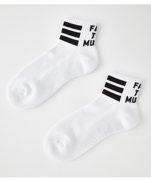 AZUL by moussy(アズールバイマウジー)の「MESSAGE & LINE CREW SOCKS/メッセージアンドラインクルーソックス(ソックス/靴下・メンズ・ホワイト/ブラック・FREE)」の8枚目の写真