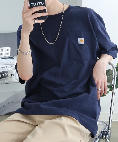 Carhartt（カーハート）の「Carhartt カーハート ビッグシルエット Tシャツ ポケット（Tシャツ/カットソー・メンズ・ブラック/ダークグリーン/ダークブラウン/ネイビー/サンドベージュ・S/XL/L/M）」の5枚目の写真
