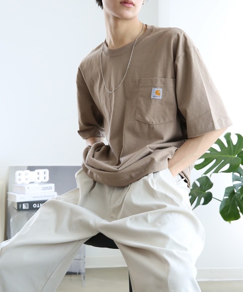 Carhartt（カーハート）の「Carhartt カーハート ビッグシルエット Tシャツ ポケット（Tシャツ/カットソー・メンズ・ブラック/ダークグリーン/ダークブラウン/ネイビー/サンドベージュ・S/XL/L/M）」の3枚目の写真