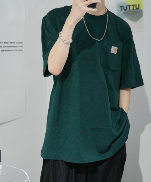 Carhartt（カーハート）の「Carhartt カーハート ビッグシルエット Tシャツ ポケット（Tシャツ/カットソー・メンズ・ブラック/ダークグリーン/ダークブラウン/ネイビー/サンドベージュ・S/XL/L/M）」の4枚目の写真