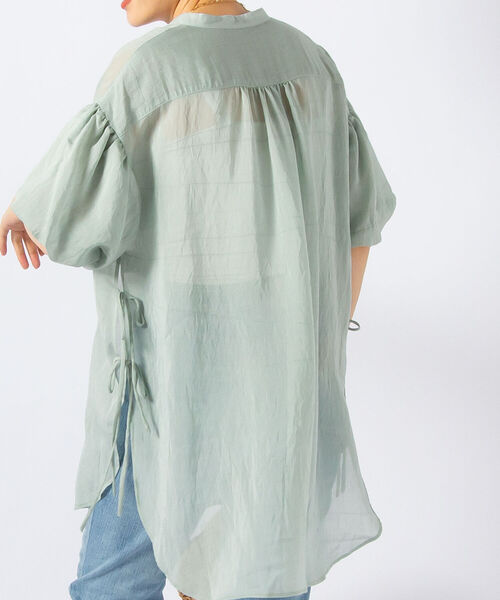 NOLLEY’S(ノーリーズ)の「◇【WEB限定】バルーン袖サイドリボンブラウス(シャツ/ブラウス・レディース・オフホワイト/ミント/ブラック・FREE)」の1枚目の写真