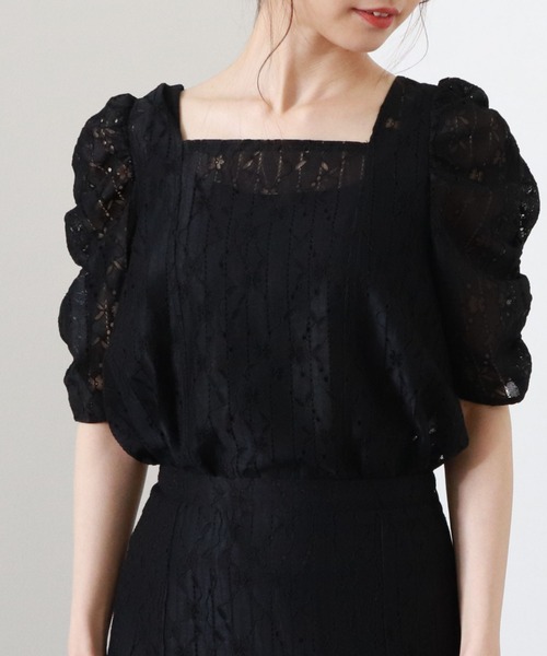 archives（アルシーヴ）の「【入荷禁止】【setupにも】前後2wayレースパワショルブラウス（シャツ/ブラウス・レディース・ブラック/ベージュ/アイボリー・MEDIUM）」の3枚目の写真