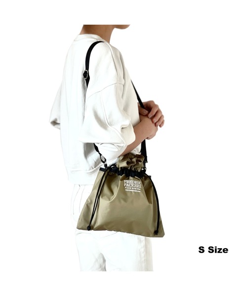 FREDRIK PACKERS（フレドリックパッカーズ）の「【FREDRIK PACKERS】210D PINION SHOULDER S 巾着ショルダーバッグ サコッシュ フレドリックパッカーズ（ショルダーバッグ・レディース・ブラック/レオパード・FREE）」の7枚目の写真