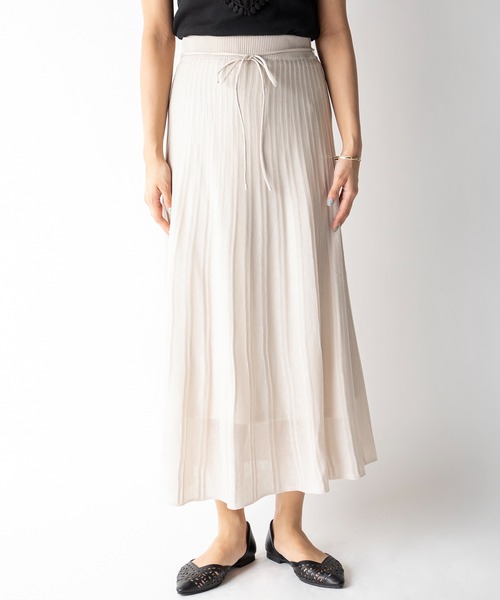 MILLION CARATS（ミリオンカラッツ）の「【STYLE４】シアーニットロングスカート（スカート・レディース・オフホワイト/オレンジ・FREE）」の3枚目の写真